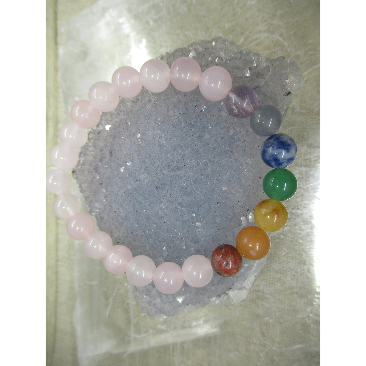 Rose Quartz Bracelet 8mm 7 Chakra Pink
