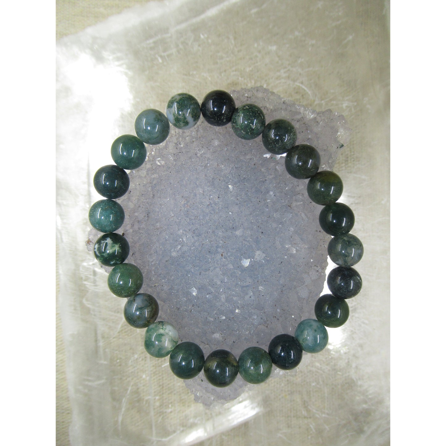 Ocean Grass Agate Bracelet 8mm Beaded Green