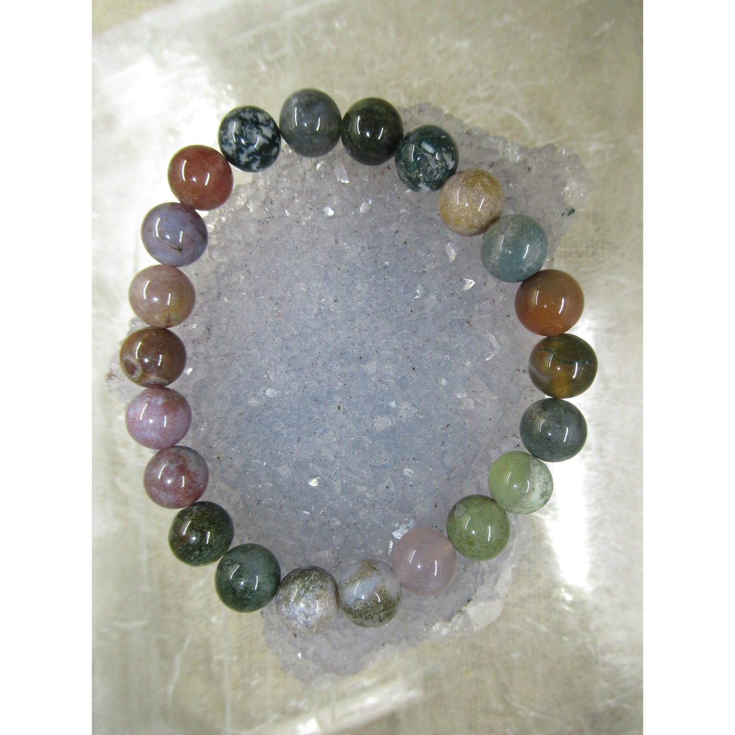 Fancy Jasper Bracelet 8mm Beaded Green Multi