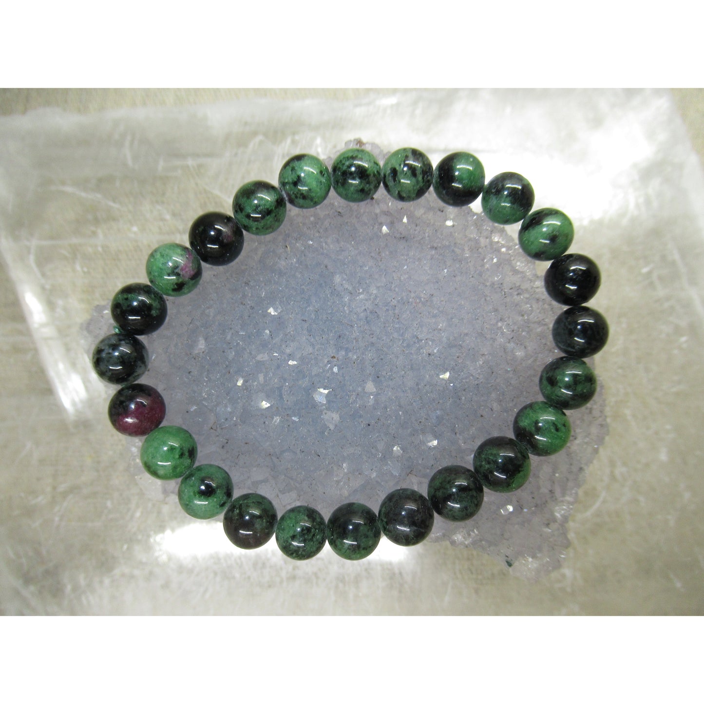 Ruby Zoisite Bracelet 8mm Beaded Green Red Black
