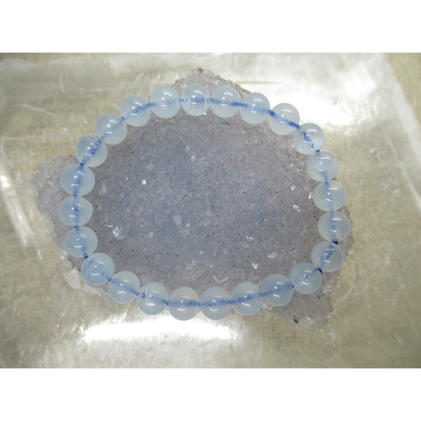 Aquamarine Bracelet 7mm Beaded Blue