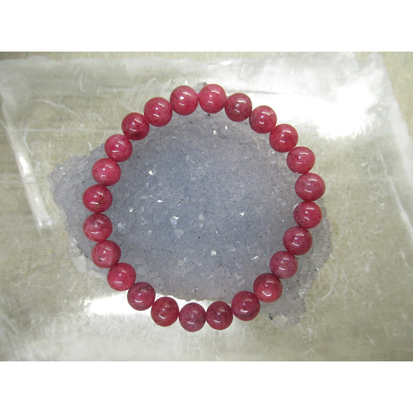 Rhodonite Bracelet 7mm Beaded Pink
