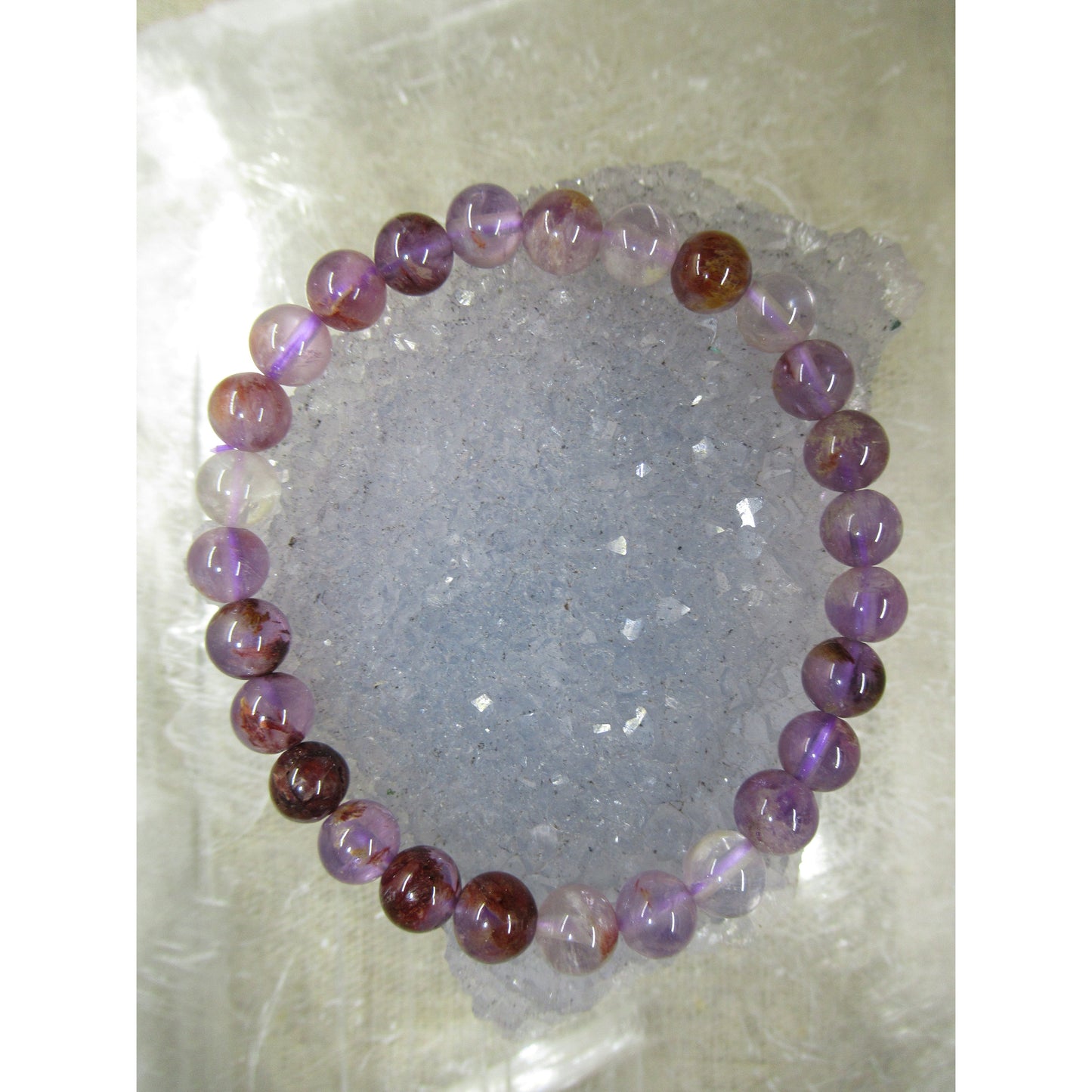 Super 7 Amethyst Bracelet 7mm Beaded Purple Multi