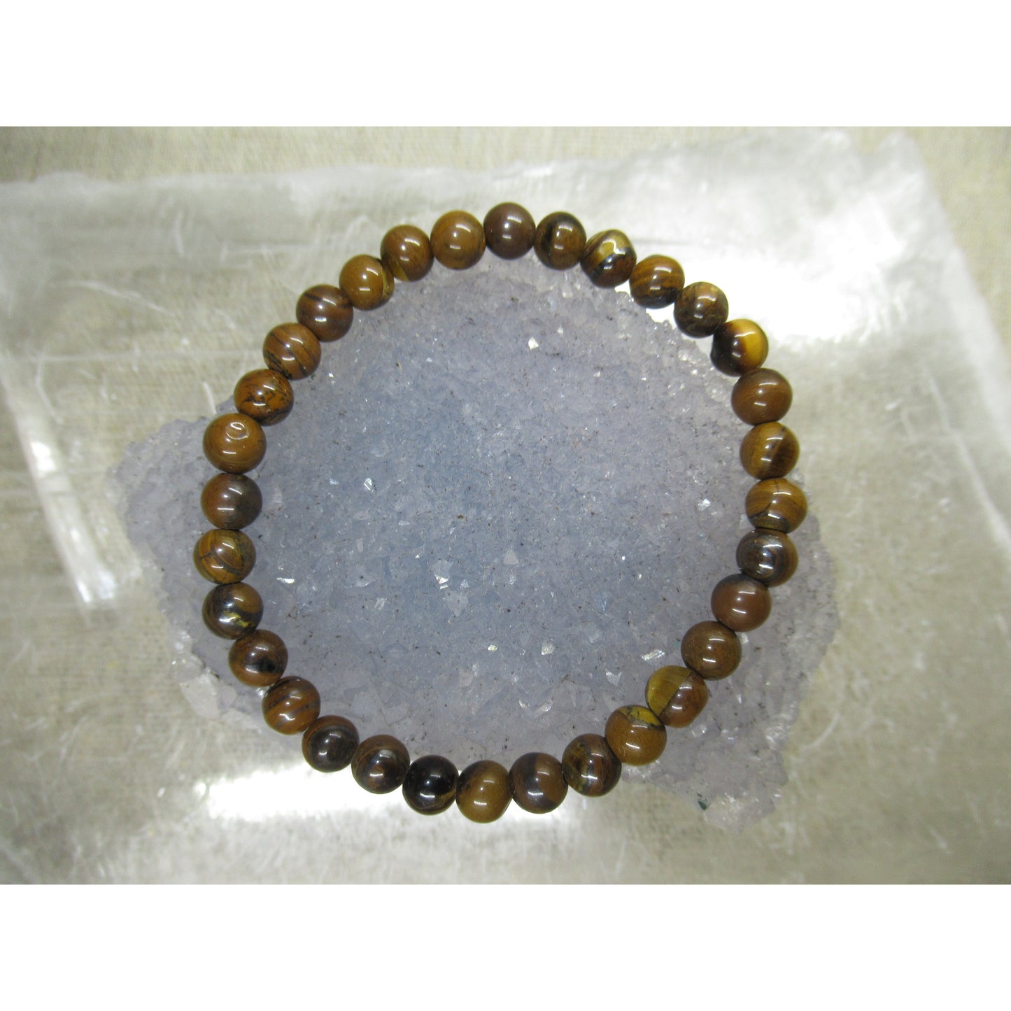 Tiger Eye Bracelet 6mm Beaded Gold Brown