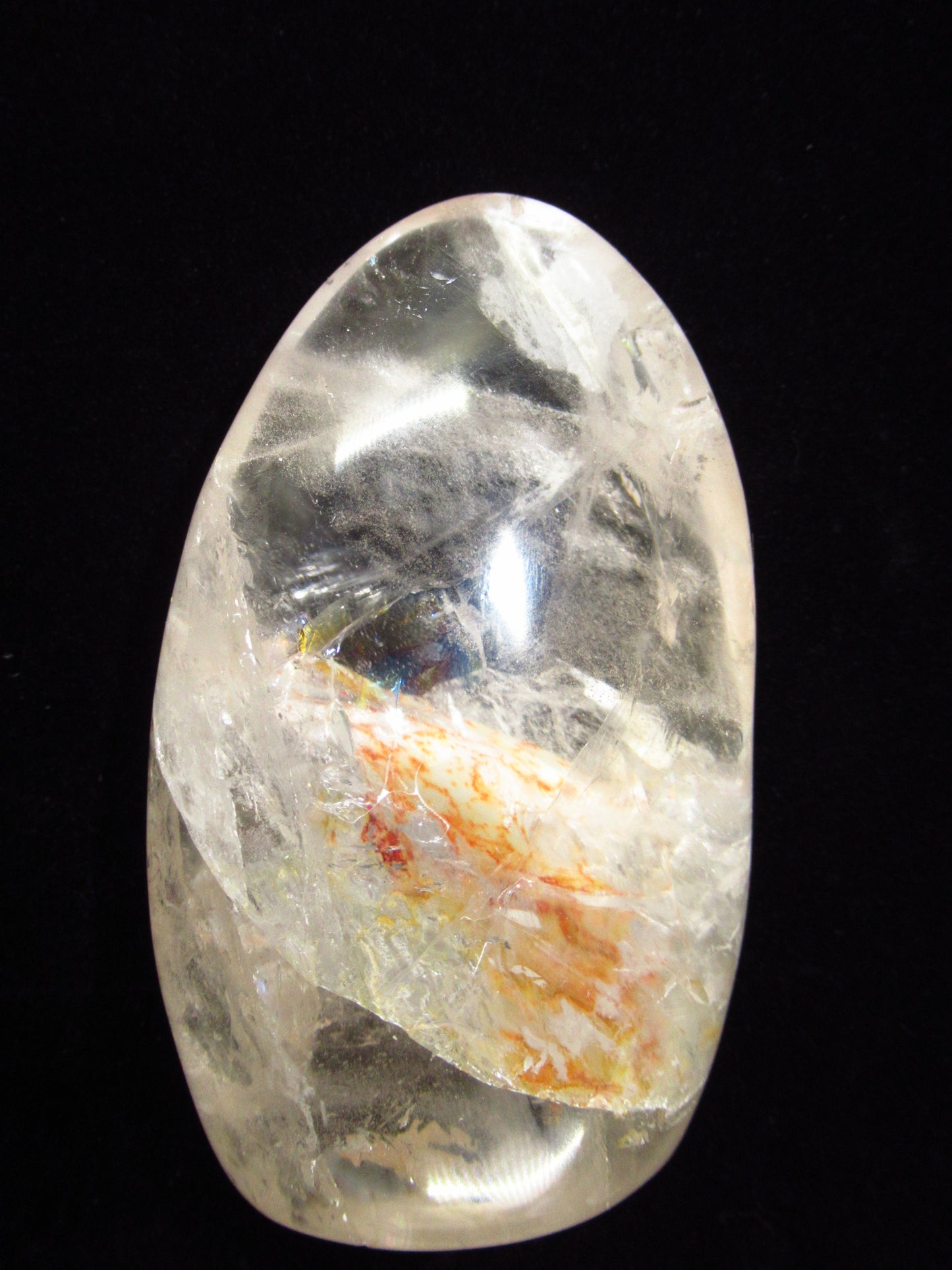 Quartz with Hematoid Inclusions Freeform Large Polished Clear 4x3x2