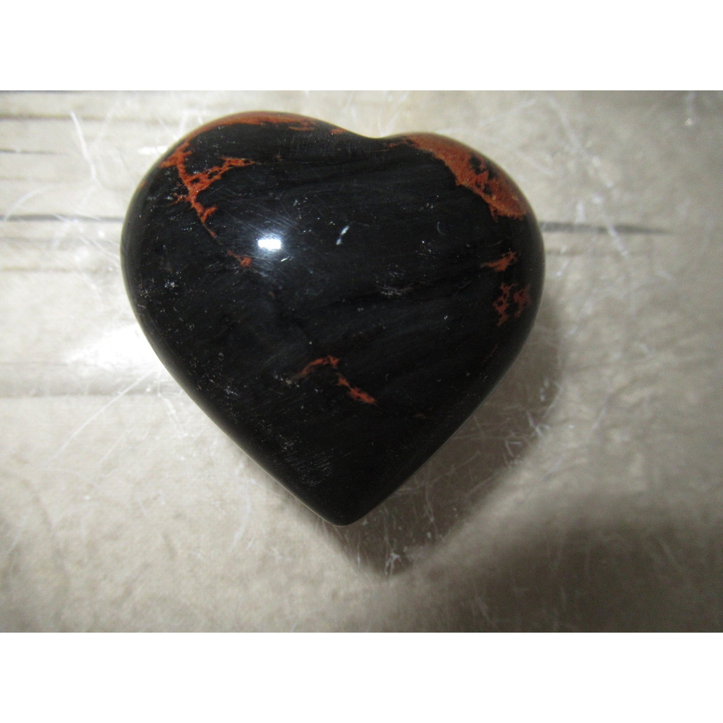 Mahogany Obsidian Heart Stone Polished Black and Brown 2 X 2