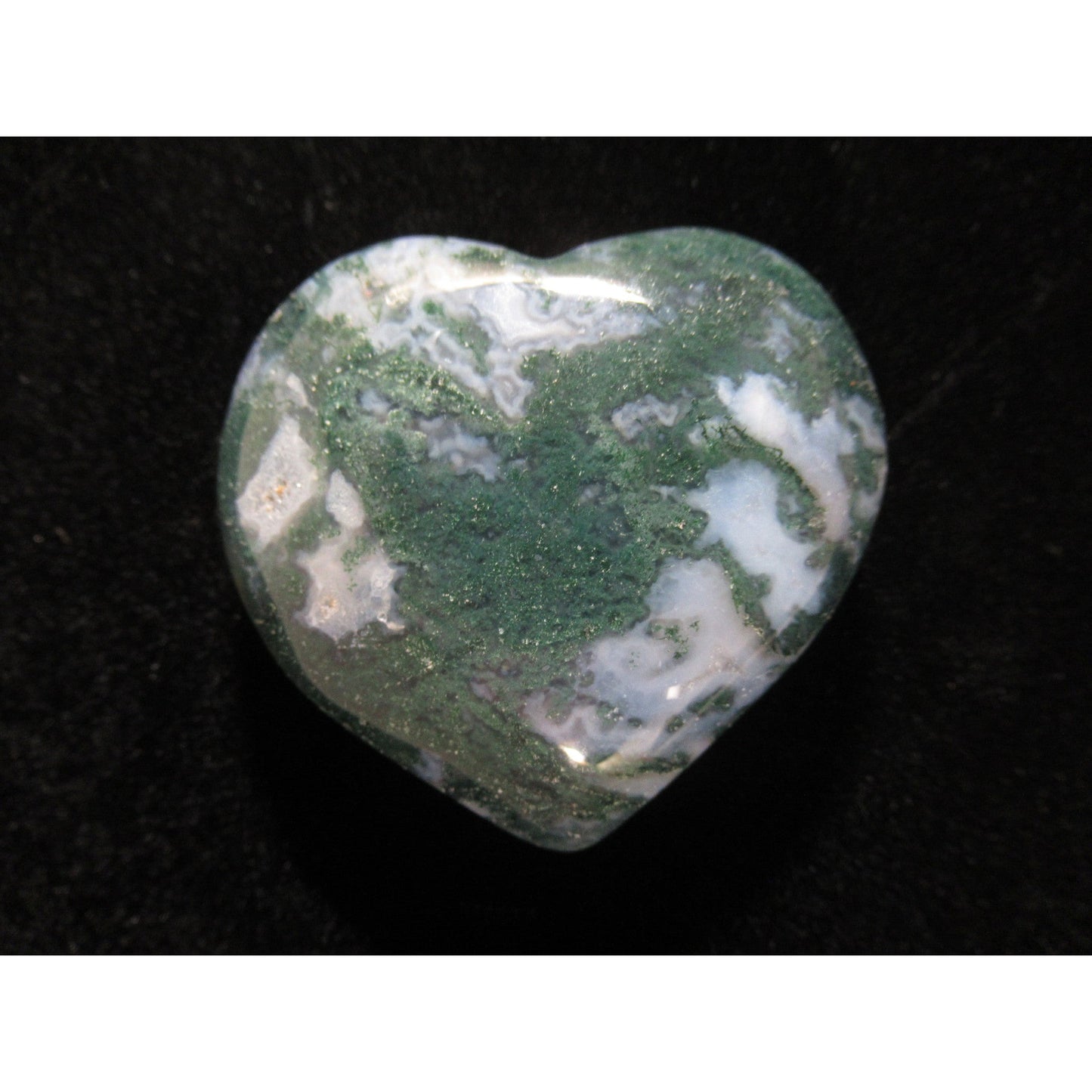 Moss Agate Heart Medium Polished Green White 2.5 X 2.5