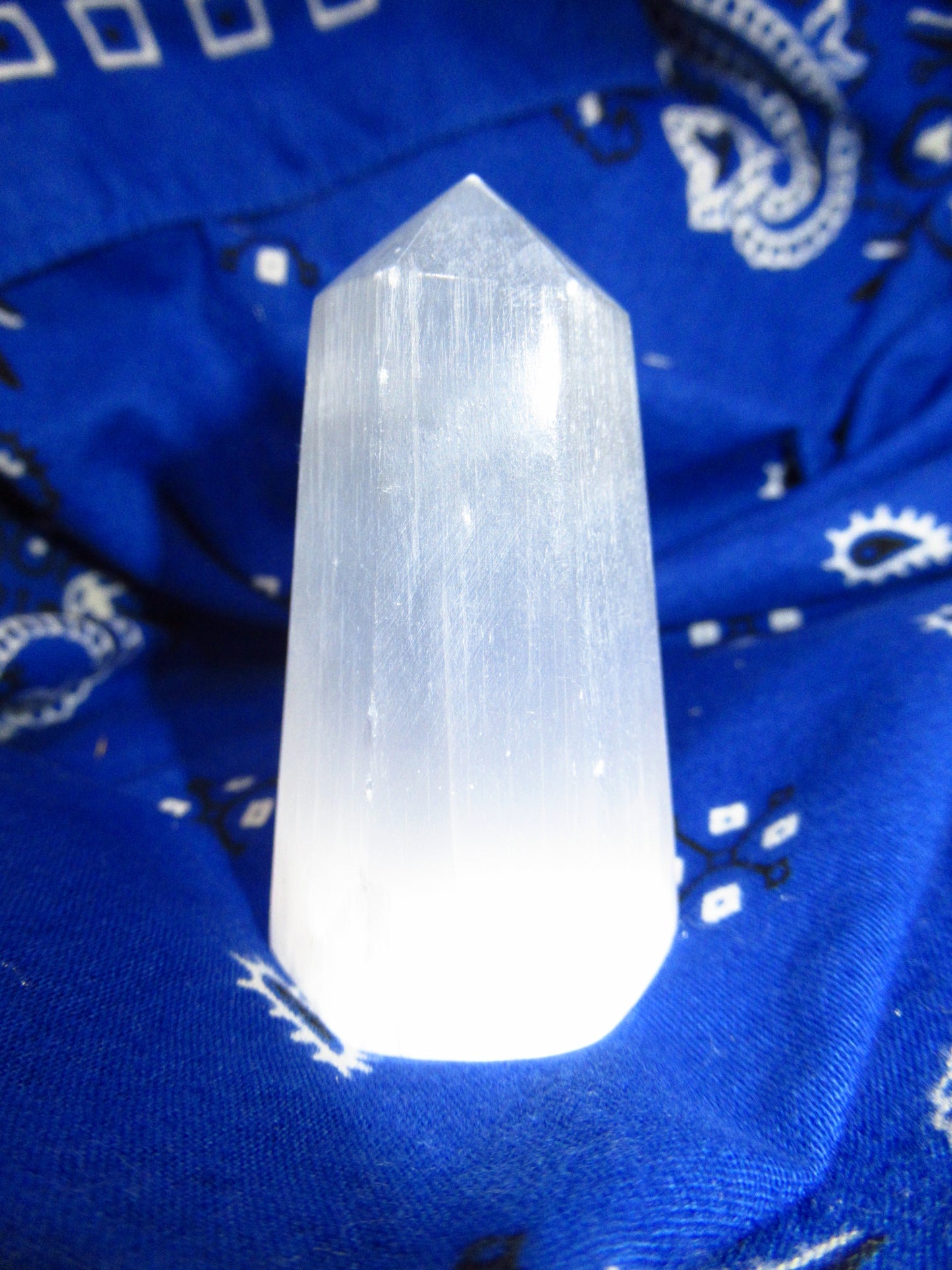 Selenite Small Hex Point Tower Polished White 2.5 x 1.5