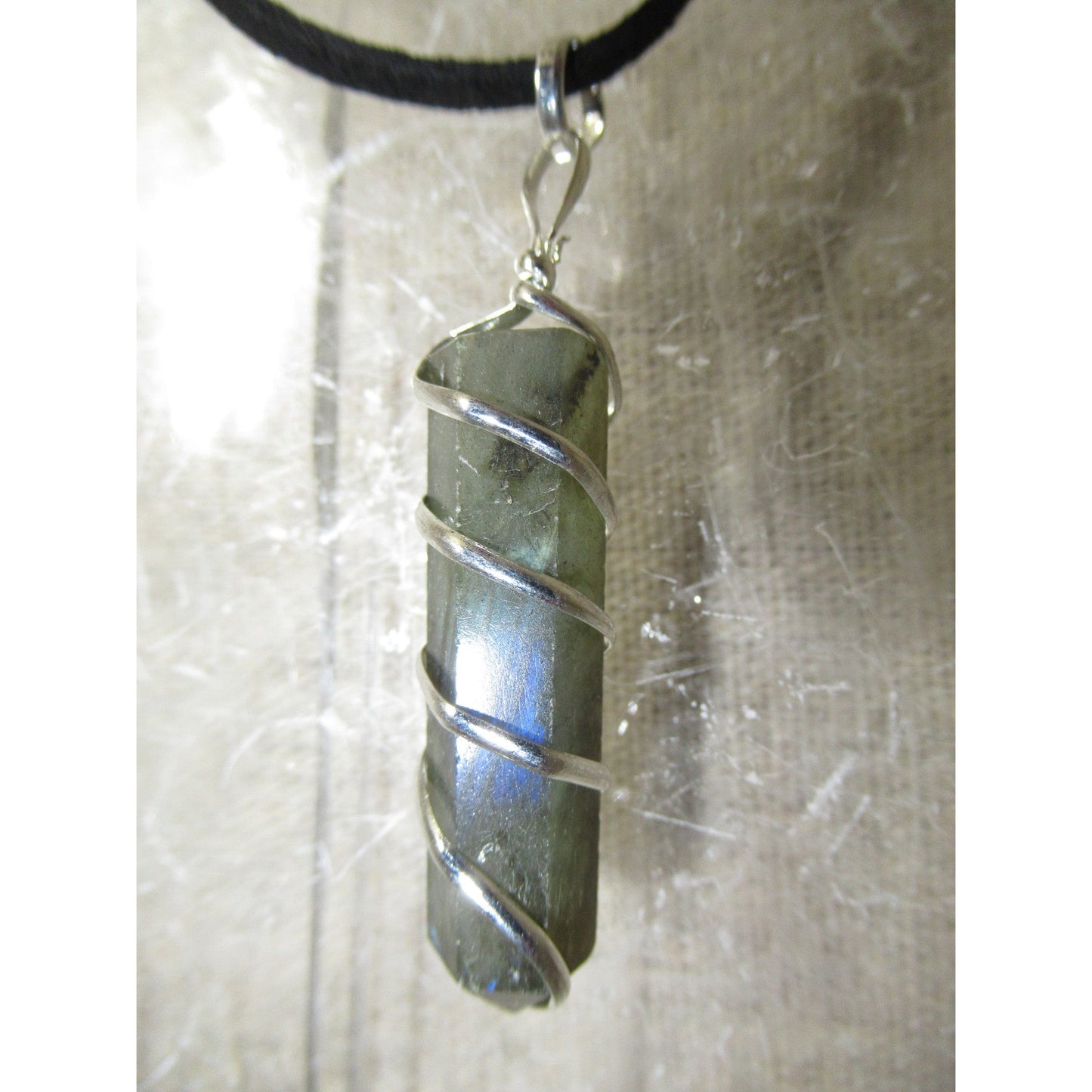 Labradorite Pendant Coil Wrap Multi 1.5 X 0.5
