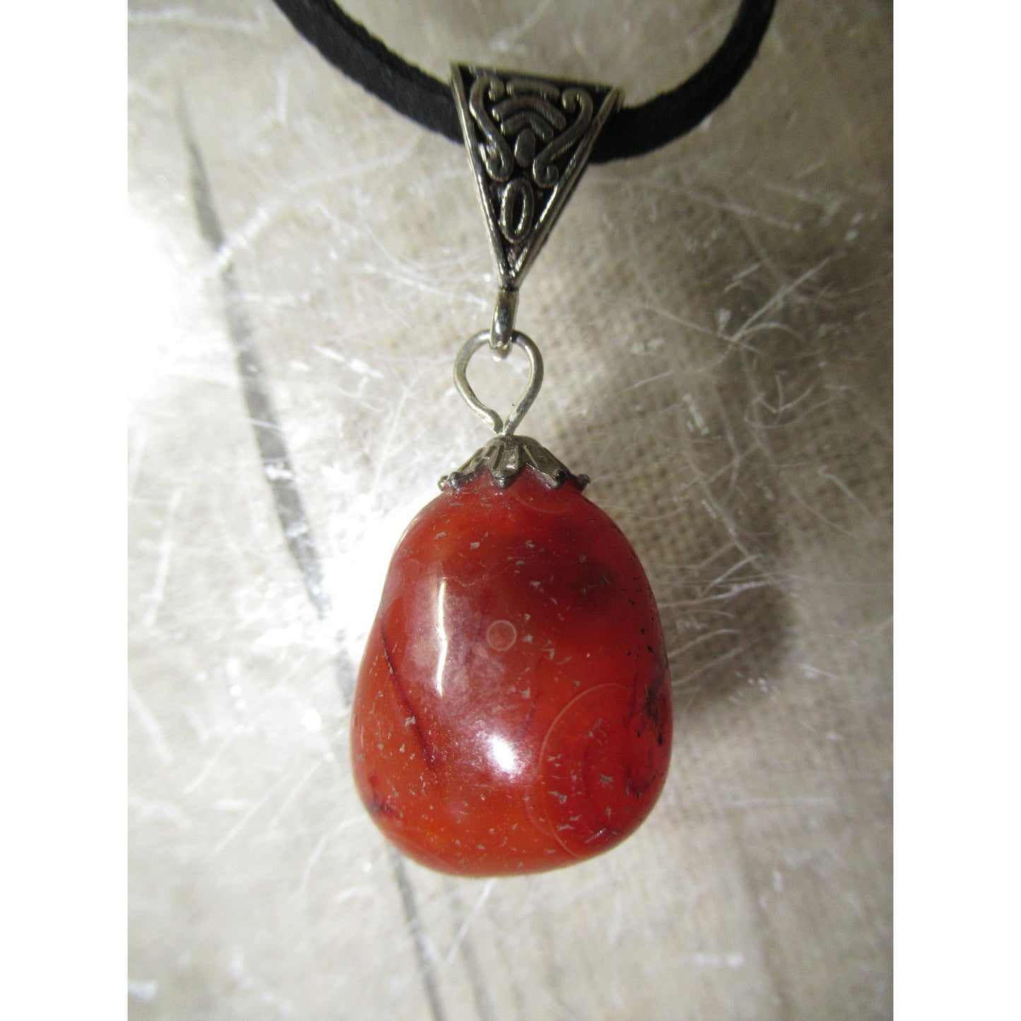 Carnelian Pendant Tumbled Orange 1 X 1