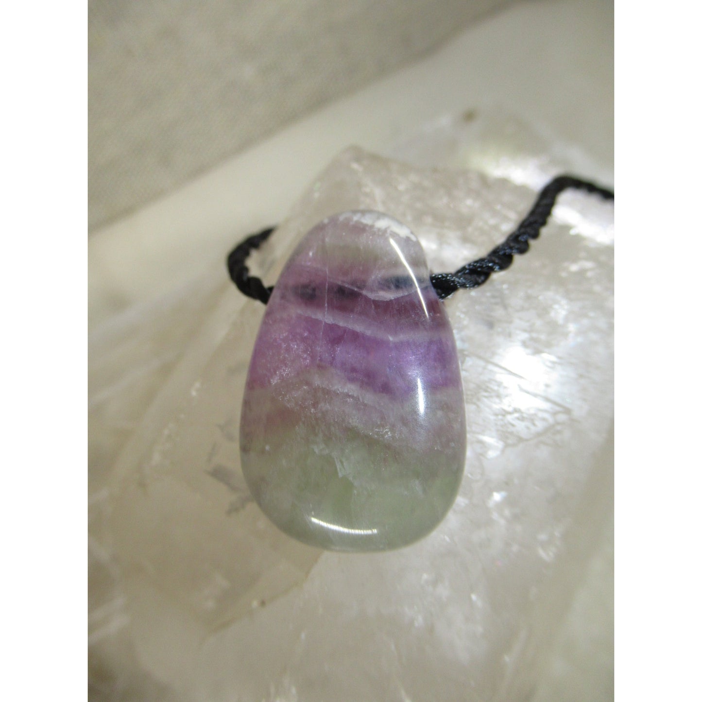 Rainbow Fluorite Pendant Tumbled Purple Green 1.5 X .75