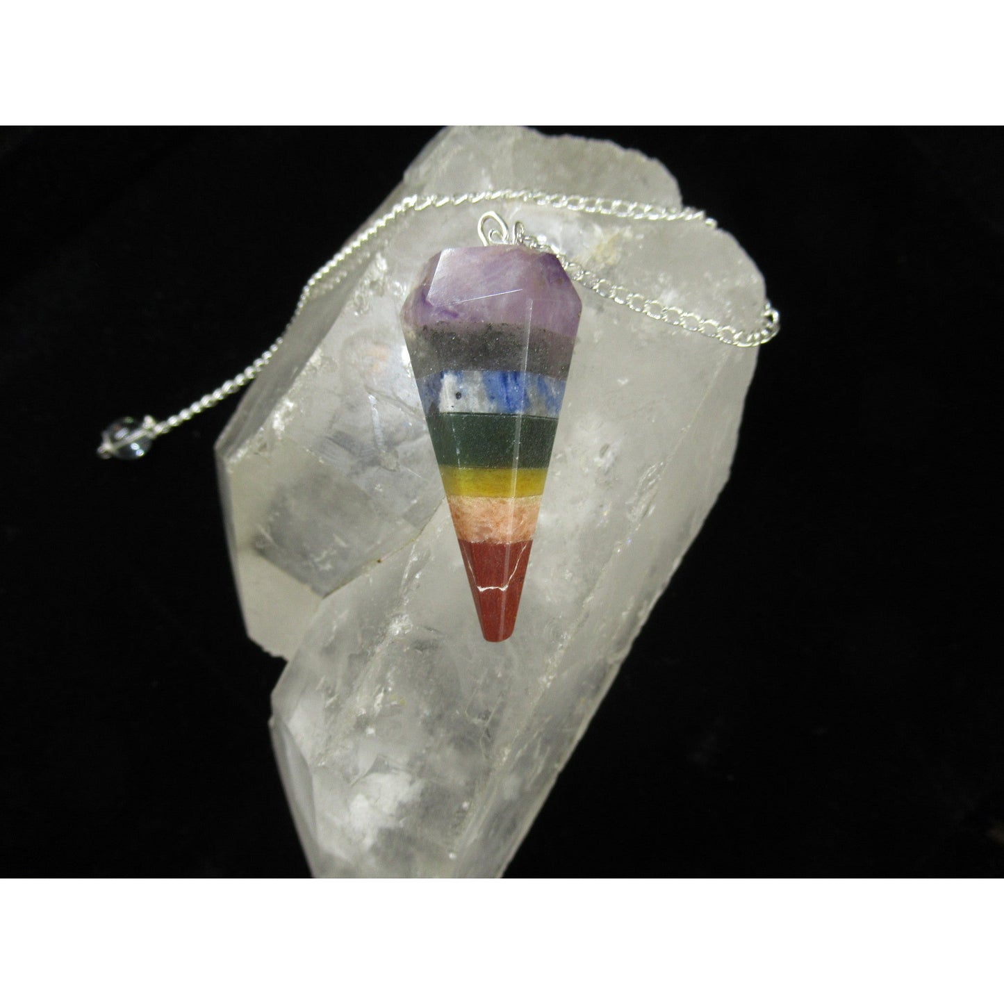 Chakra Pendulum Polished Multi Color 1.5 2 X .5 to .75 Inches