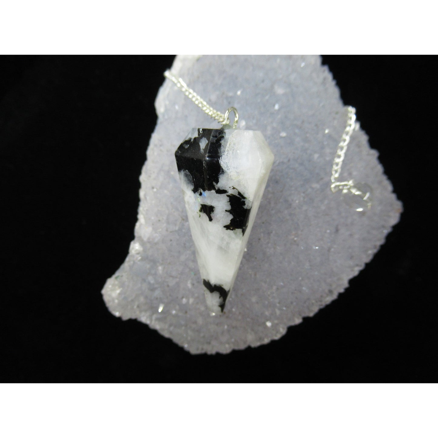 Rainbow Moonstone Pendulum Polished White black 1.5 2 X .5 to .75 Inches