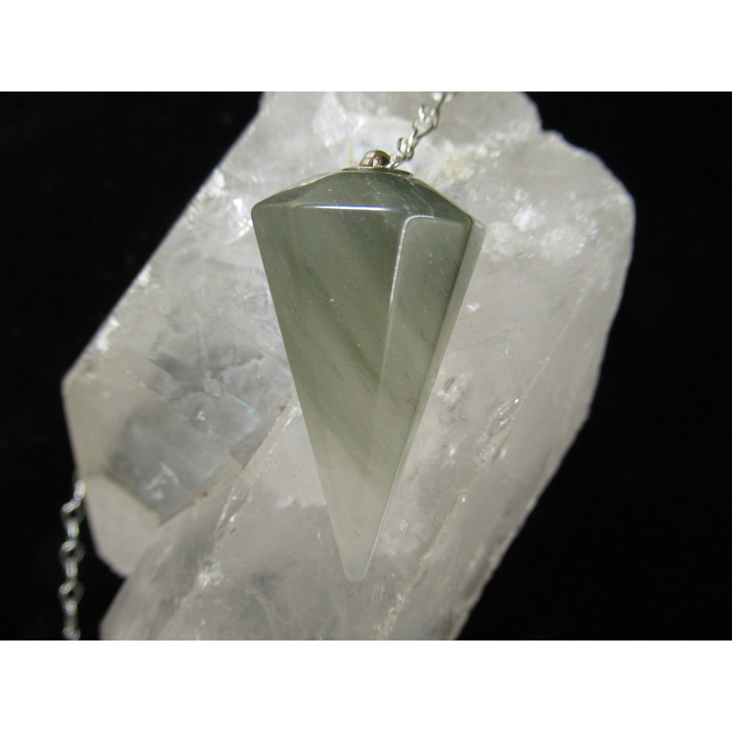 Chlorite Quartz Pendulum Polished White Green 1.5 2 X .5 to .75 Inches