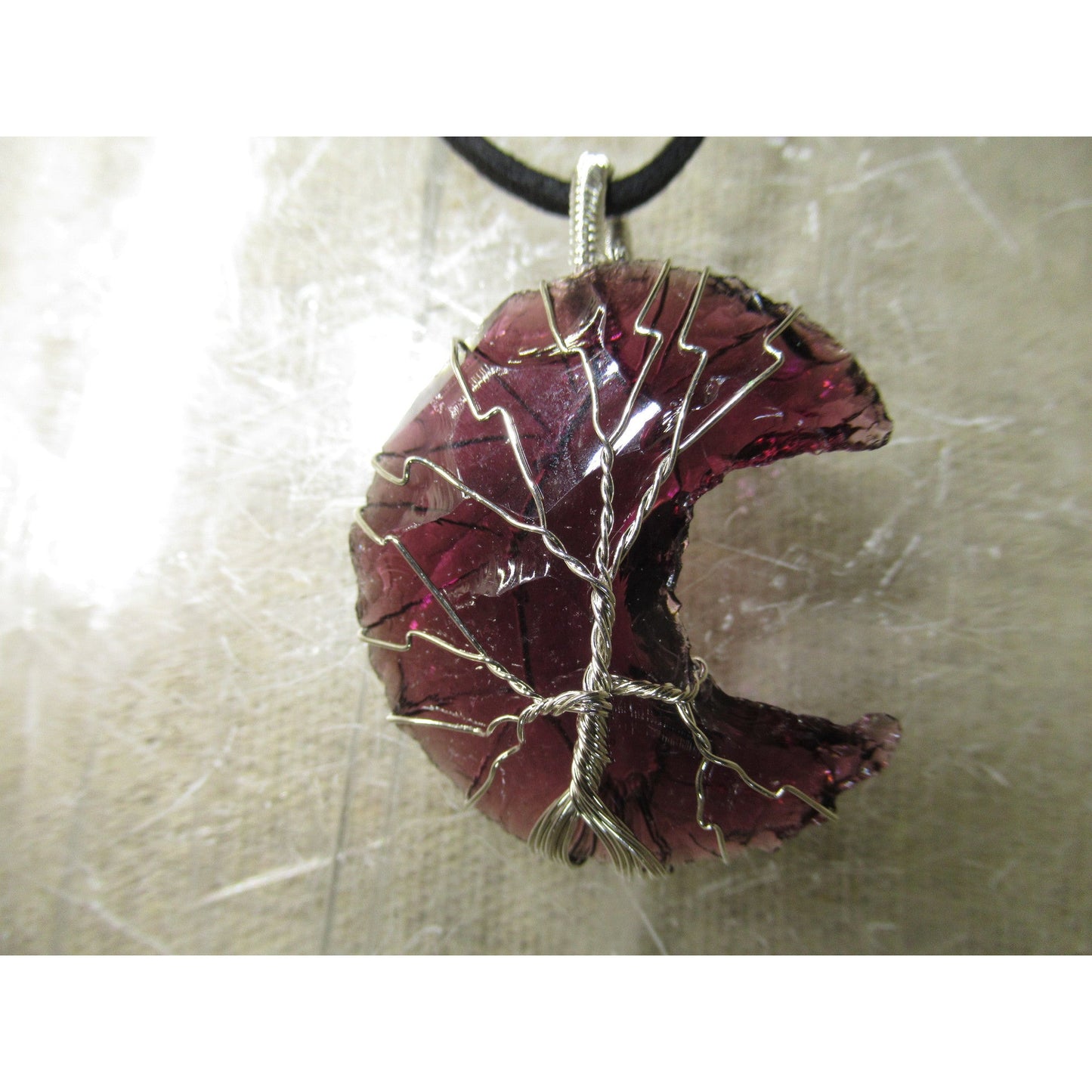 Amethyst Pendant Moon Purple 1.5 X 1.5