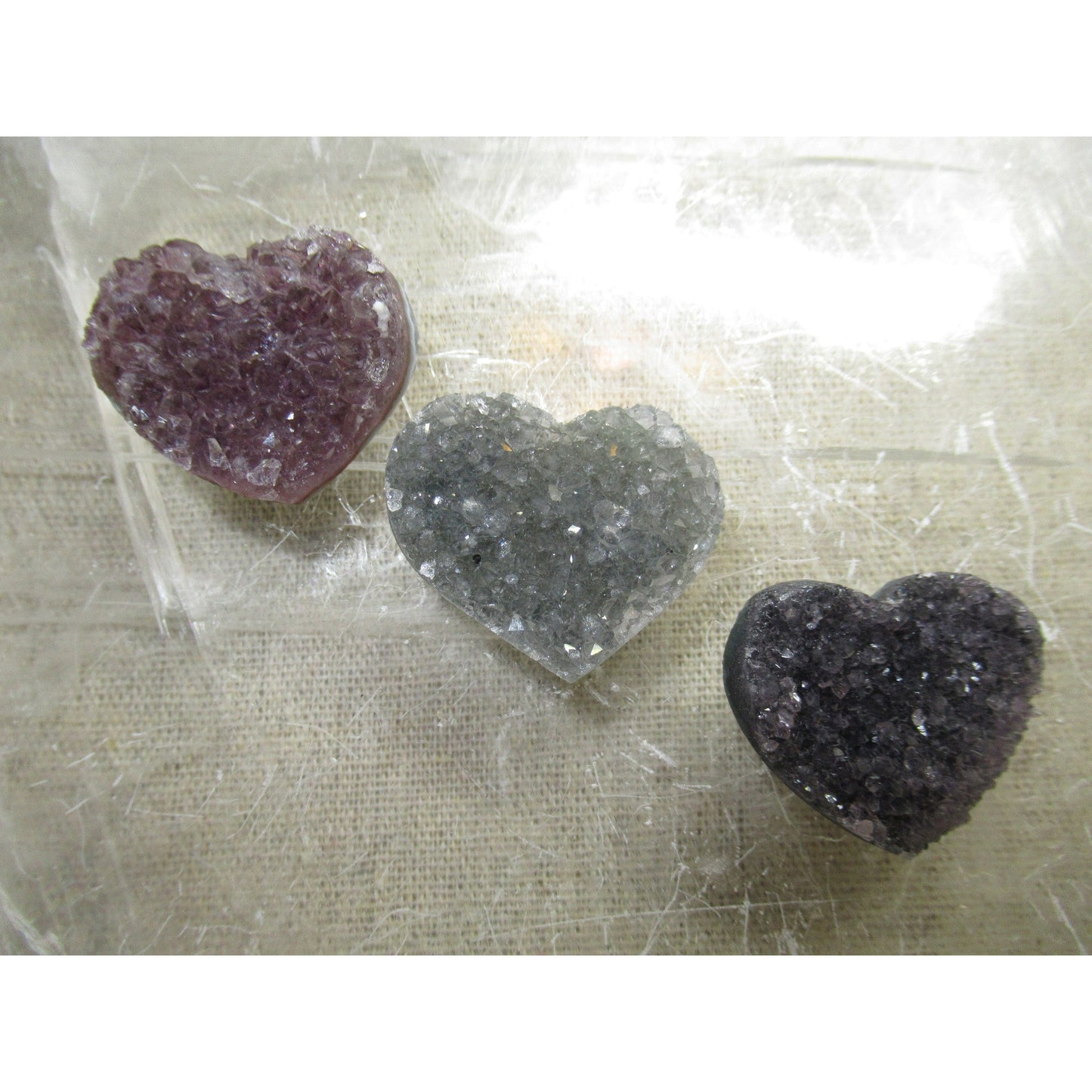 Druzy Quartz Heart Sm Set 3 Multi 1 X 1.5