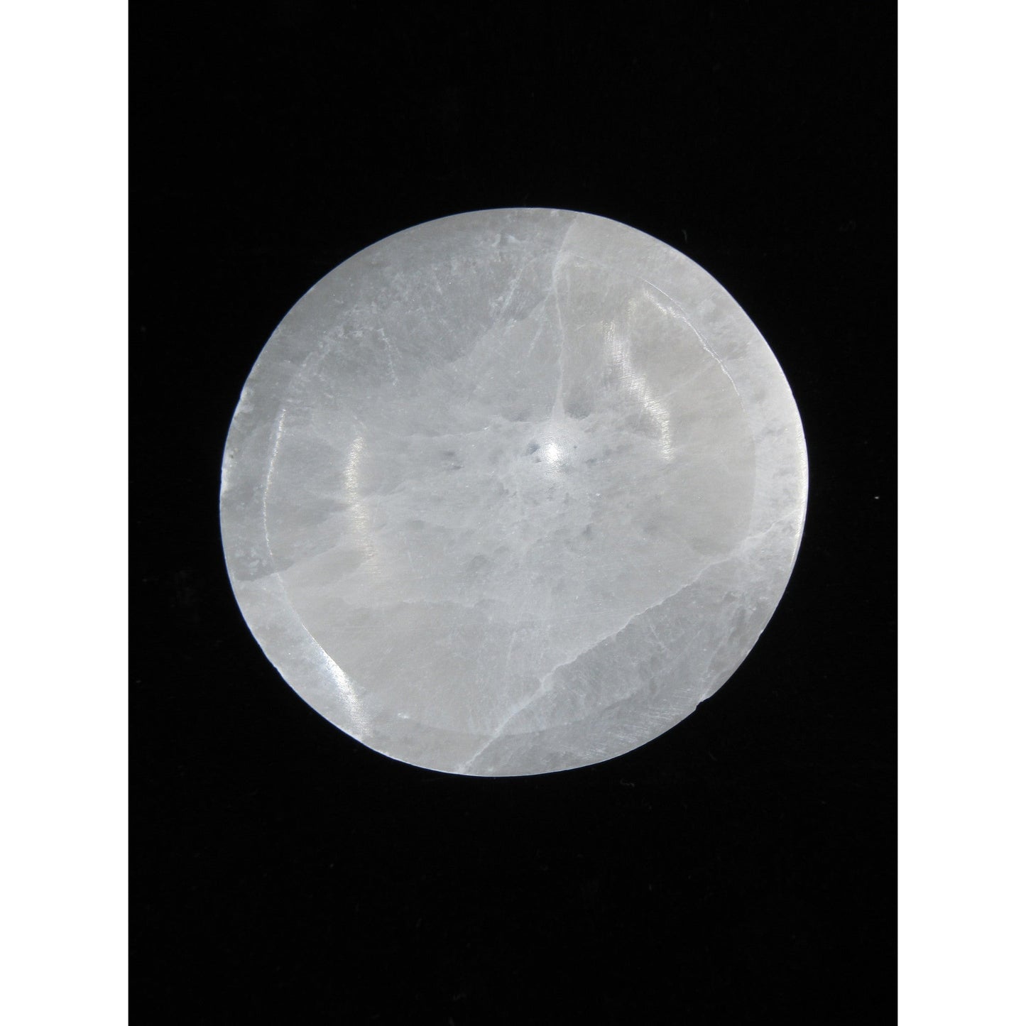 Selenite Round Charging Bowl Polished White 3 X 1