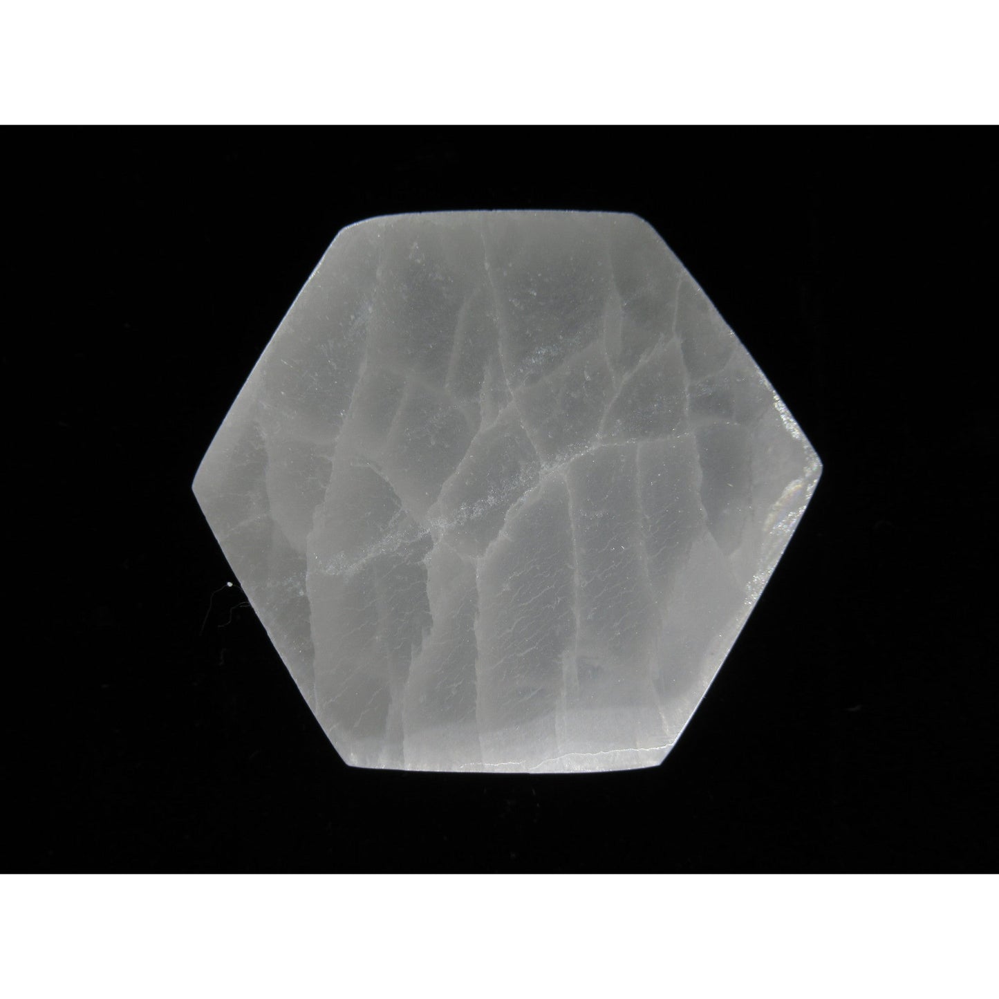 Selenite Hex Charging Plate Polished White 2.5 x 3 X 1