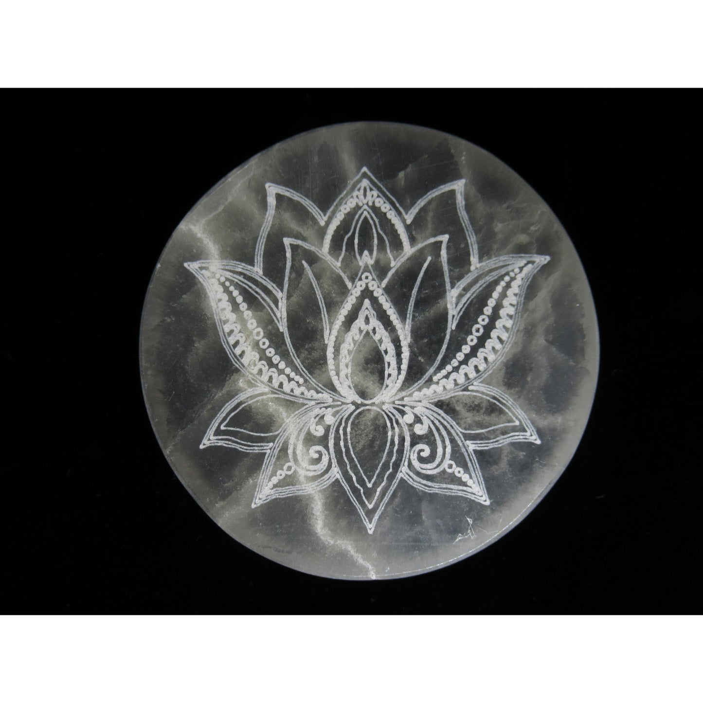 Selenite Lotus Charging Plate Polished White 3 X 3 X 0.5