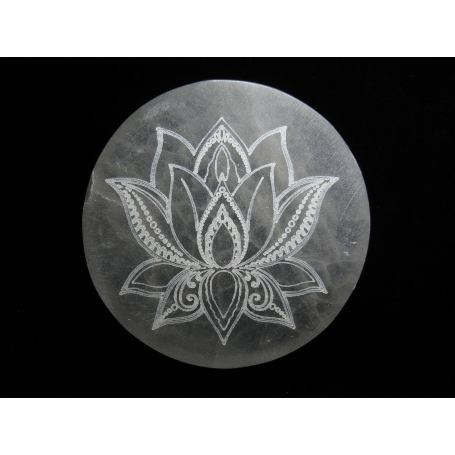 Selenite Medium Lotus Charging Plate Polished White 4x4 X .75