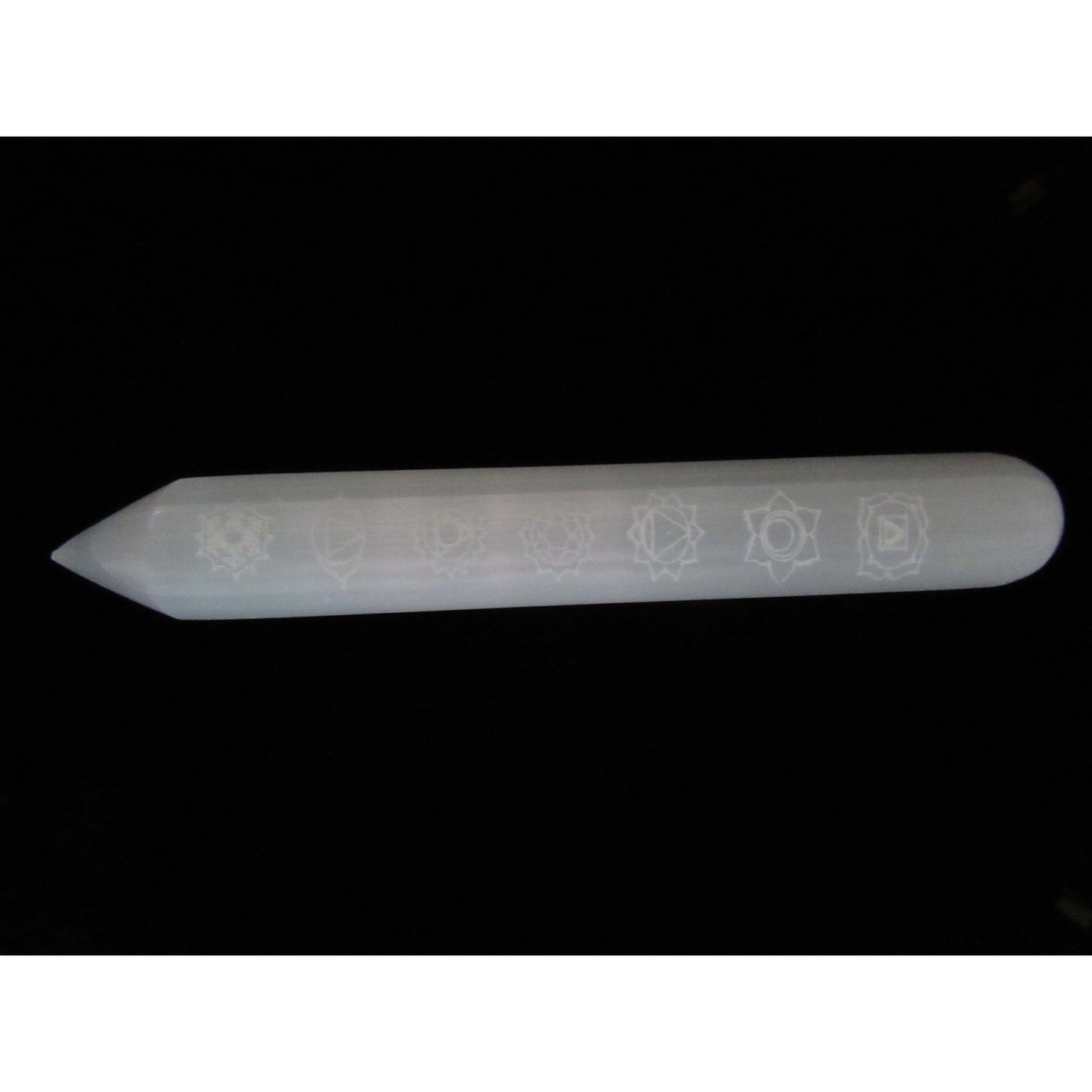 Selenite Large Wand Chakra Symbol With Point Polished White 6 X 1