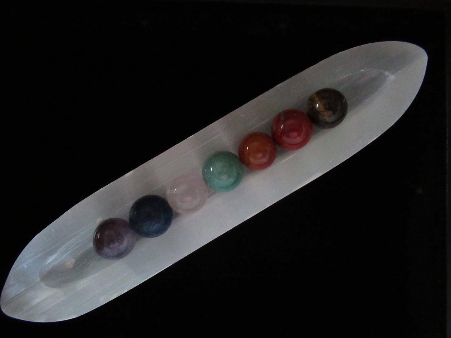 Selenite Boat with Sphere Set
