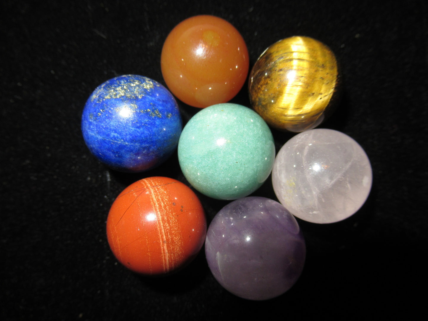 Mini Sphere Set 7 pc Polished Multi Color 20mm
