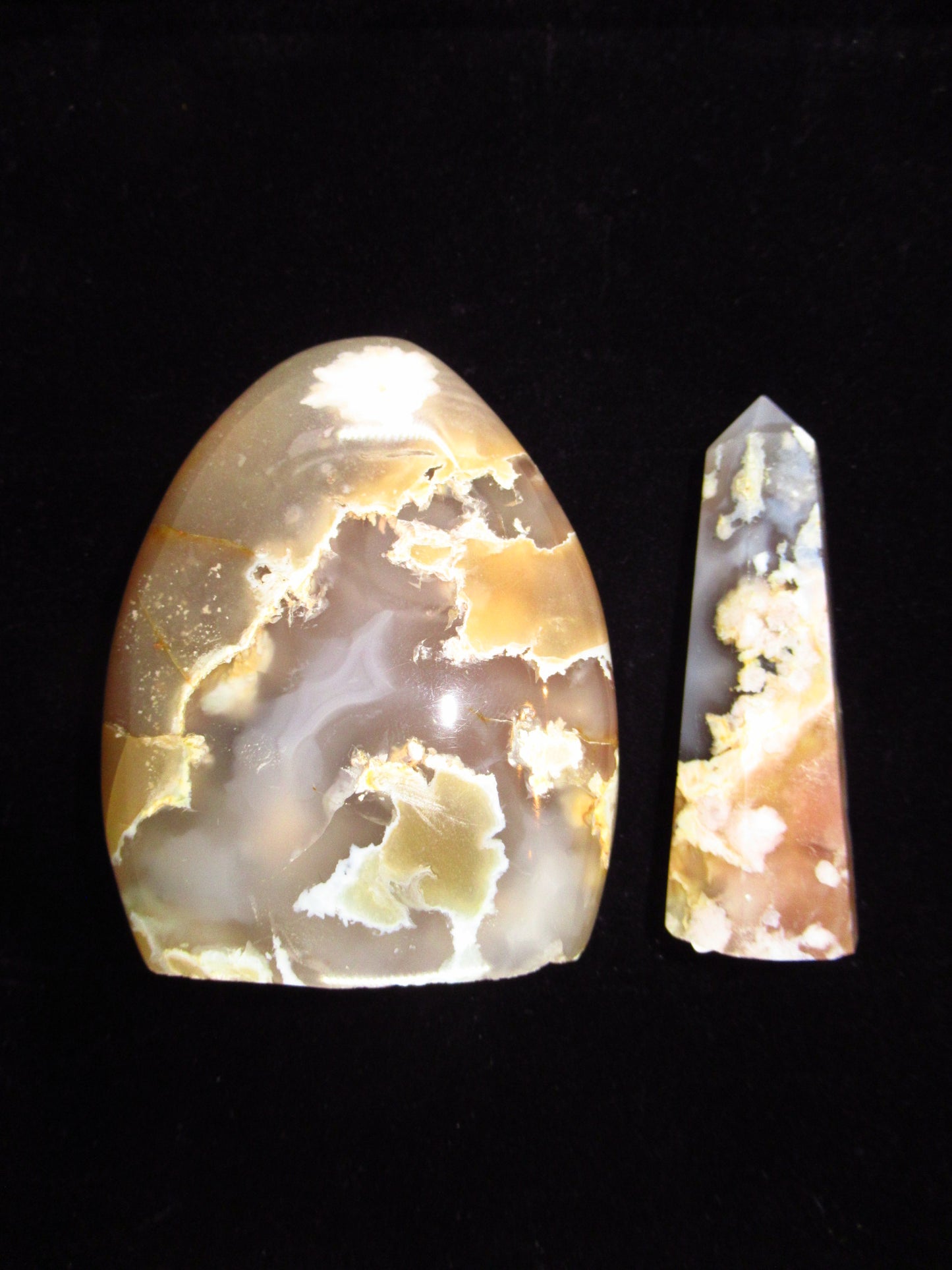 Flower Agate Freeform Medium with Small Tower Polished Yellow & Gray 3.5x3x1