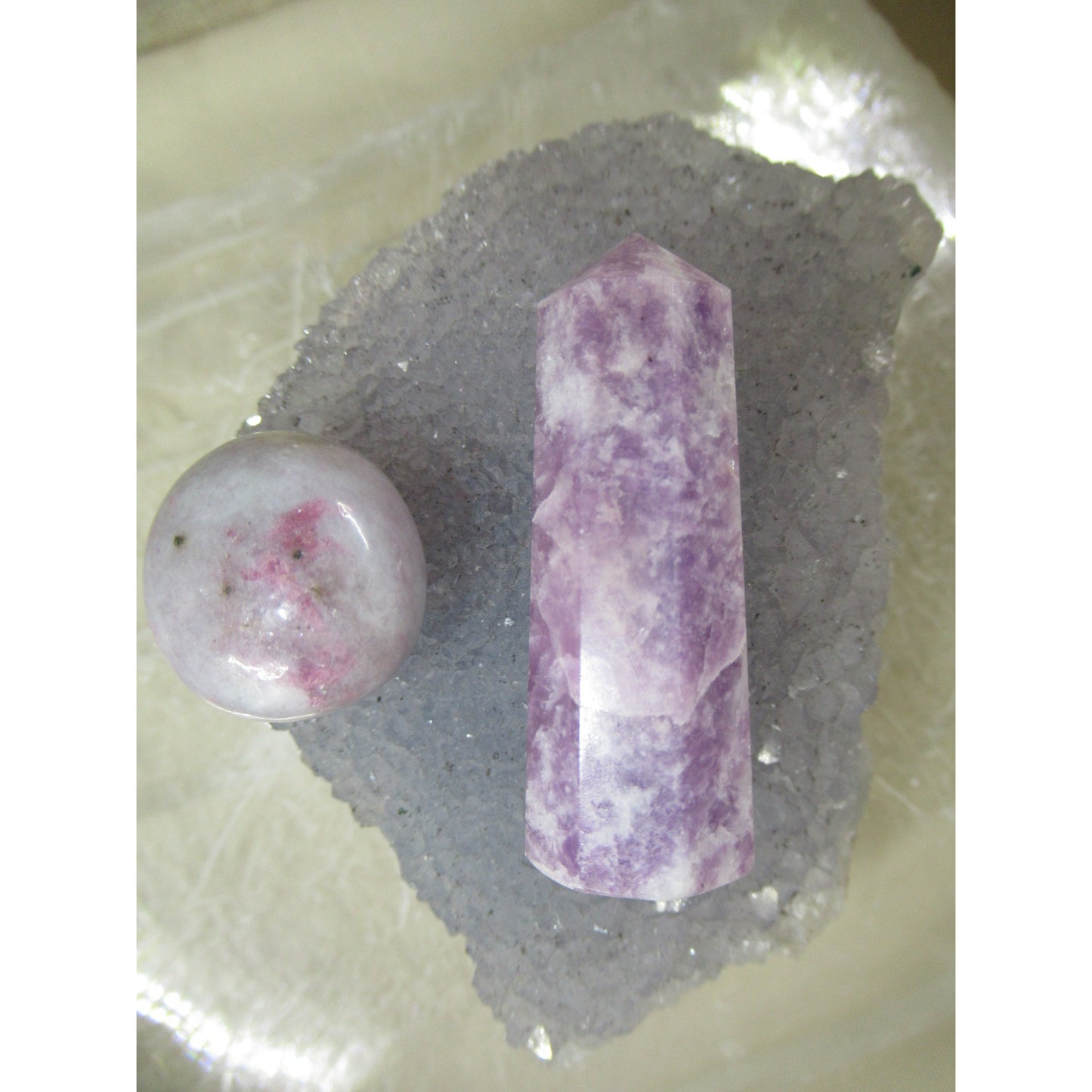 Lepidolite Small Tower w Stone Polished Purple 1.5 to 2 Tall X .5 to .75