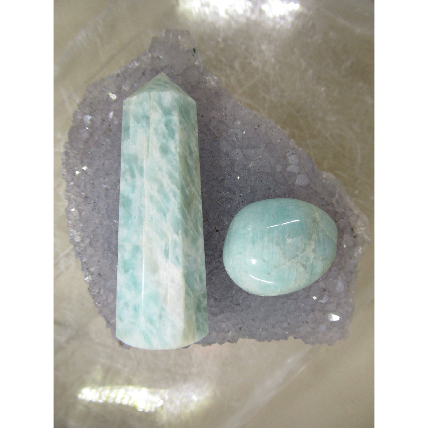 Amazonite Small Tower w Stone Polished Blue Green 1.5 to 2 Tall X .5 to .75