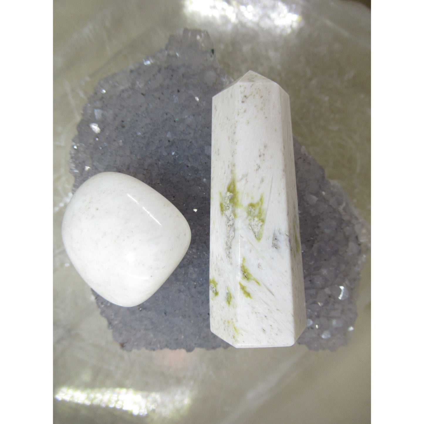 Scolicite Small Tower w Stone Polished White 1.5 to 2 Tall X .5 to .75