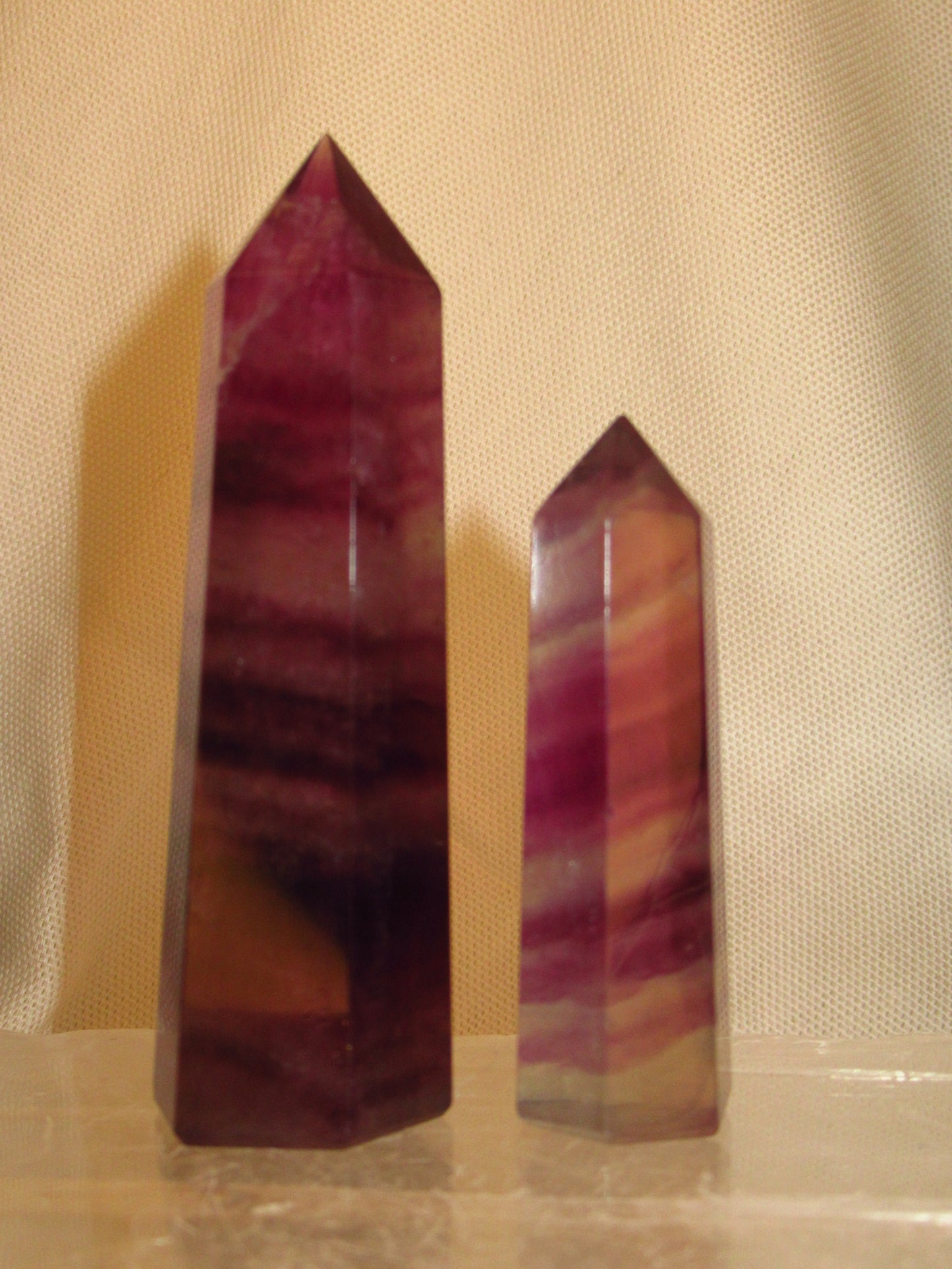 Purple Fluorite Medium Tower and Small Tower Polished Purple 3x1 & 2.5x.5