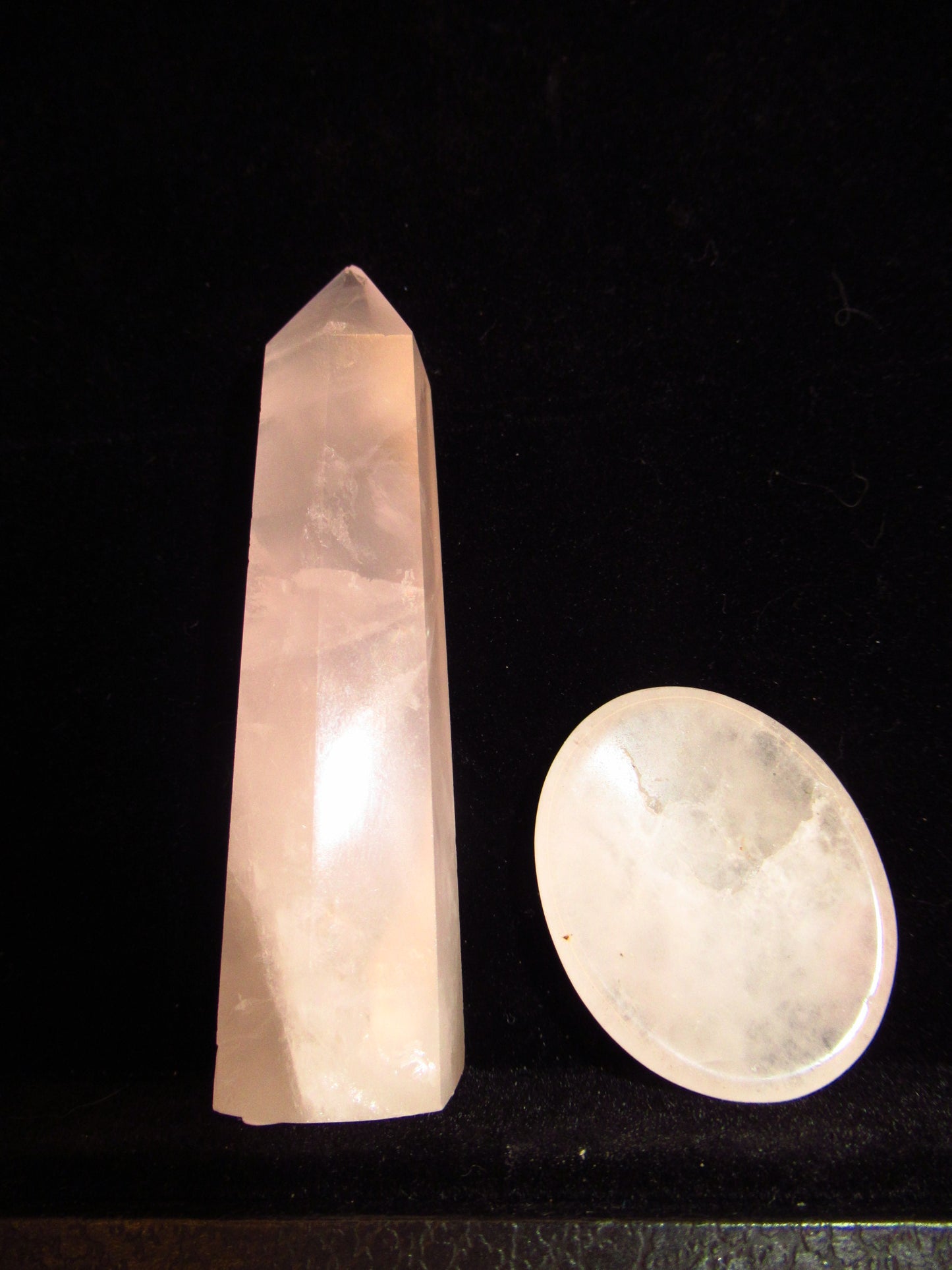 Rose Quartz Medium Tower With Oval Stone Polished Pink 3.5 x 1 & 1.5 x 1