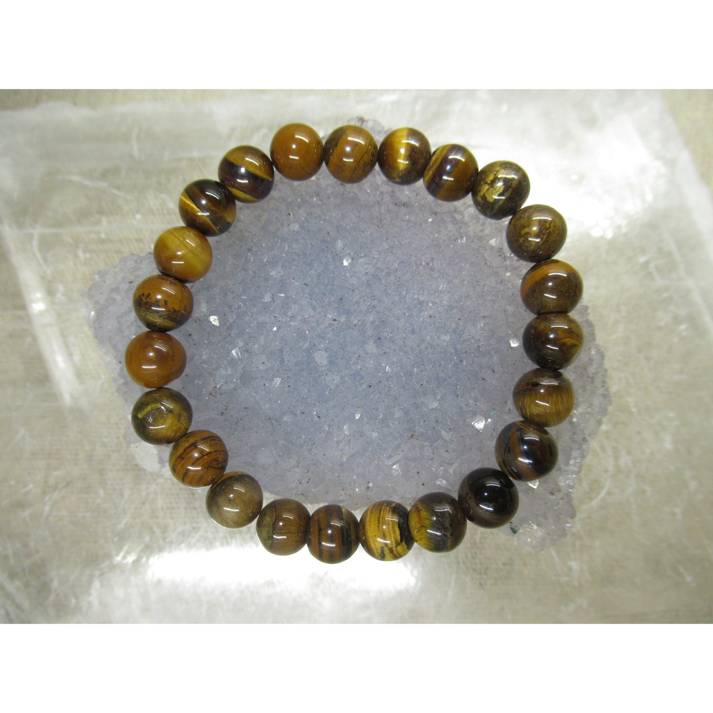 Tiger Eye Bracelet 8mm Beaded Gold Brown